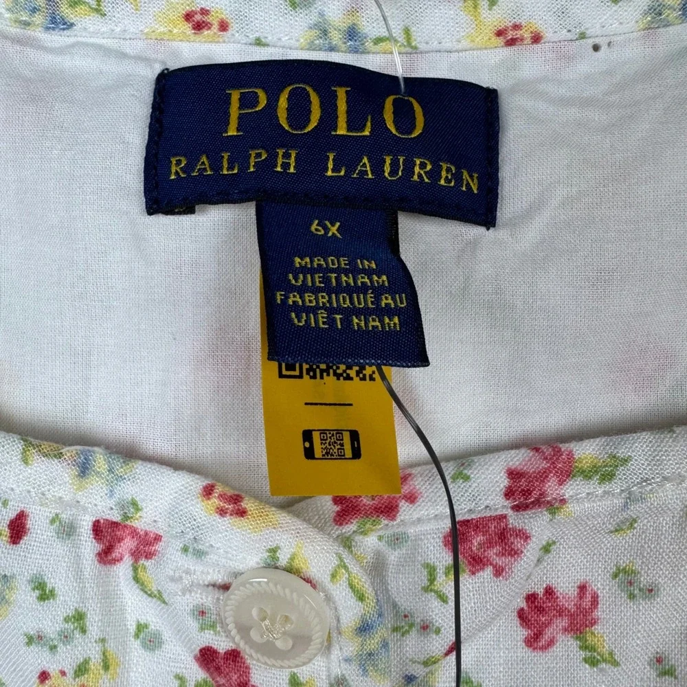 Polo Ralph Lauren Girls 6X Dress Floral Cotton Lined Sleeveless Cottage‎